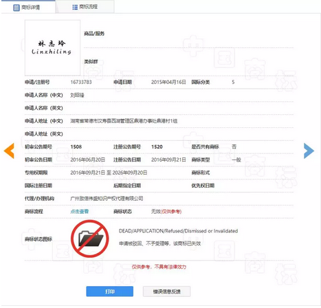 真假“林志玲”商標之戰:山寨“林志玲”恐不保3